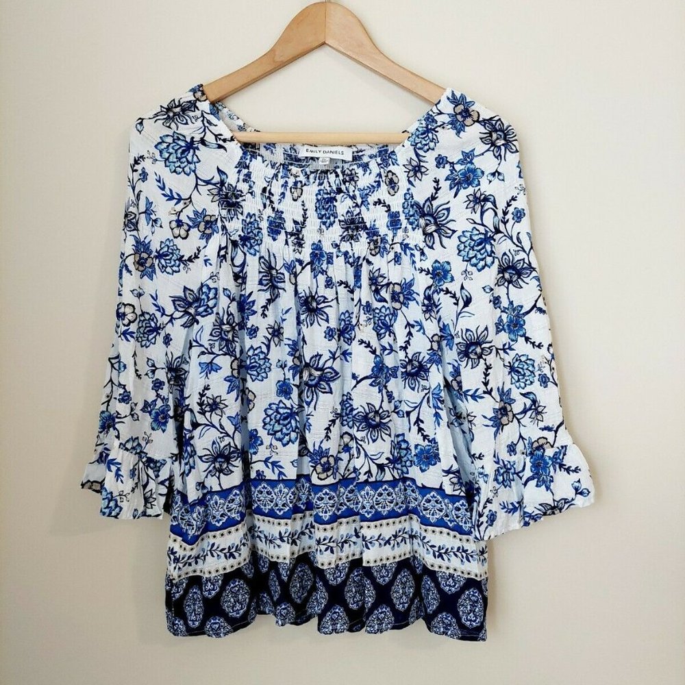 Emily Daniels Blue Floral Top